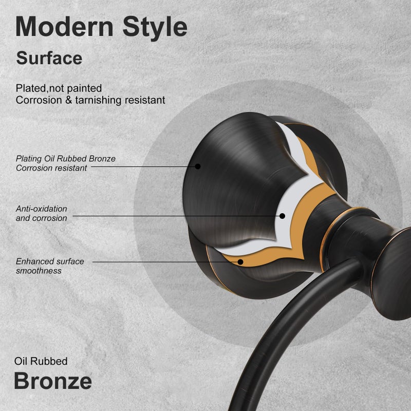 BESy Oil Rubbed Bronze Bathroom Hand Towel Ring Towel Holder, Rustproof Wall Mounted Bathroom Hardware Accessory SUS 304 Stainless Steel Towel Rack - Image 5